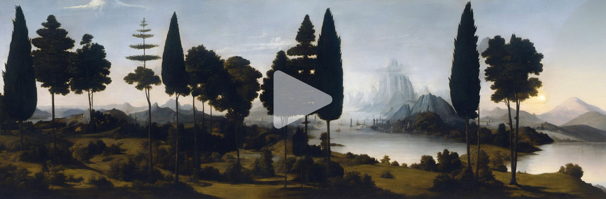 A Renaissance-like landscape, created using the backdrops of Leonardo da Vinci’s paintings